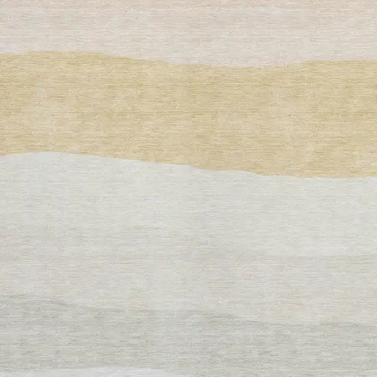 Wheat Gold And Beige Striped Washable Indoor Outdoor Area Rug Photo 3