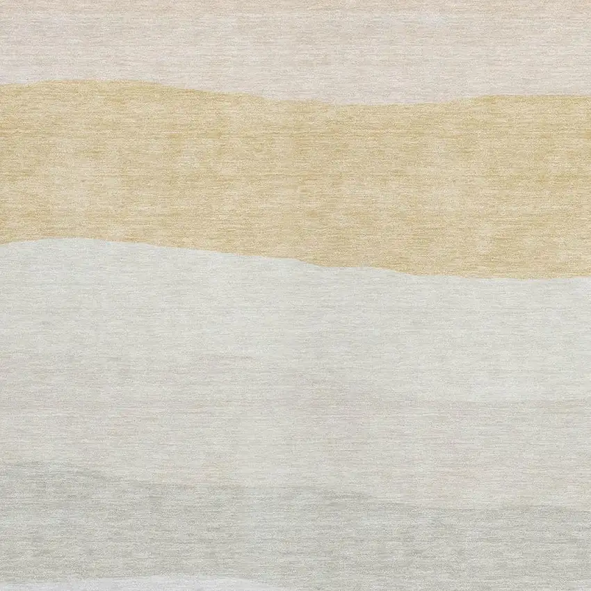 Wheat Gold And Beige Striped Washable Indoor Outdoor Area Rug Photo 3