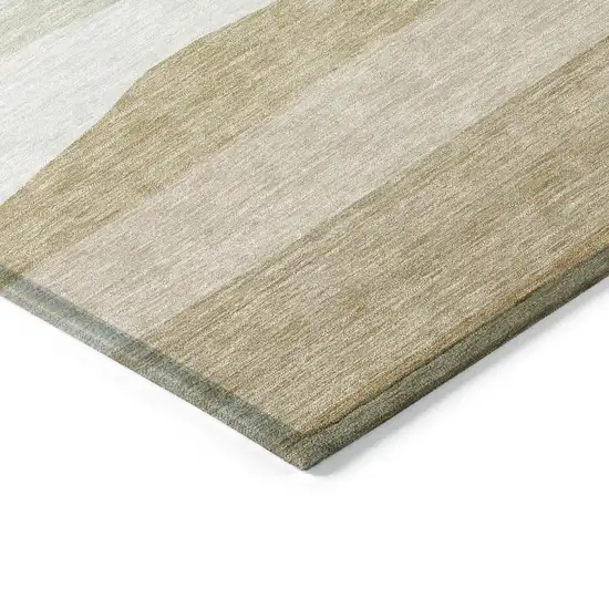 Wheat Gold And Beige Striped Washable Indoor Outdoor Area Rug Photo 6