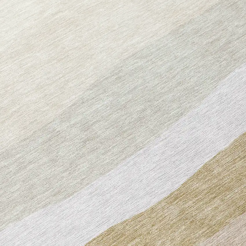 Wheat Gold And Beige Striped Washable Indoor Outdoor Area Rug Photo 8