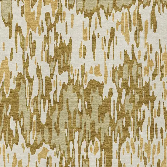 Wheat Gold And Beige Striped Washable Indoor Outdoor Area Rug Photo 5