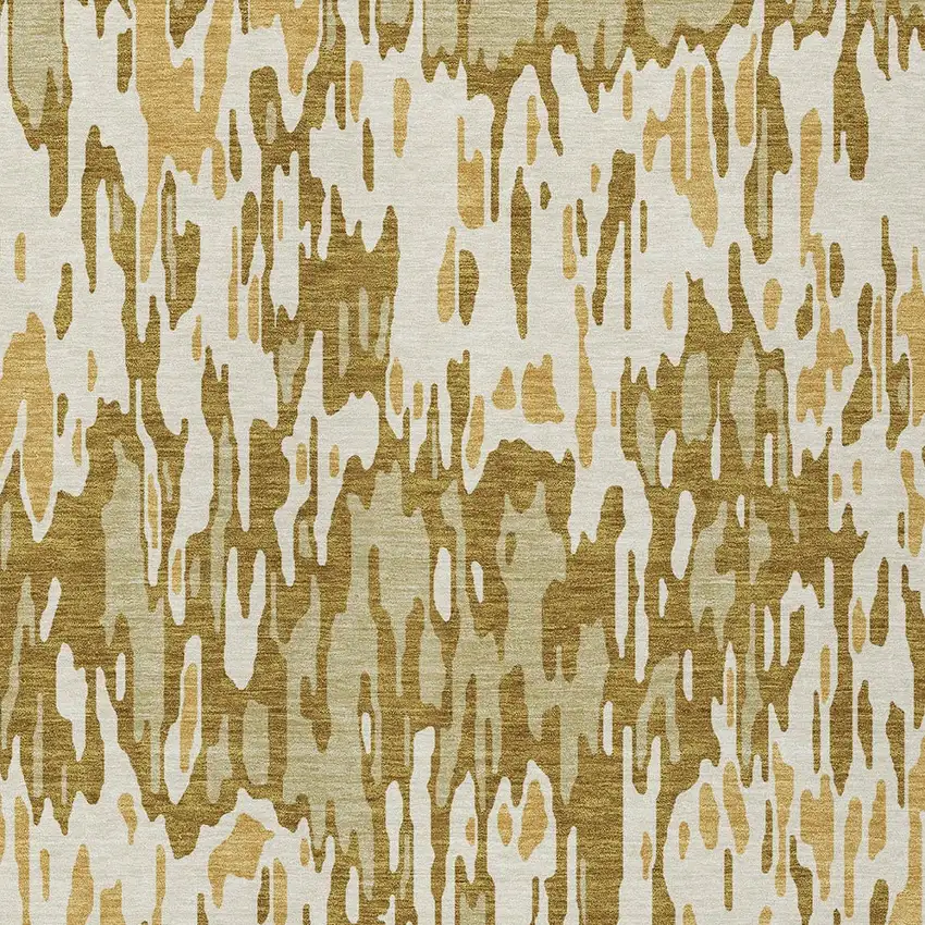 Wheat Gold And Beige Striped Washable Indoor Outdoor Area Rug Photo 5