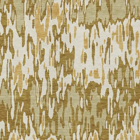 Wheat Gold And Beige Striped Washable Indoor Outdoor Area Rug Photo 5