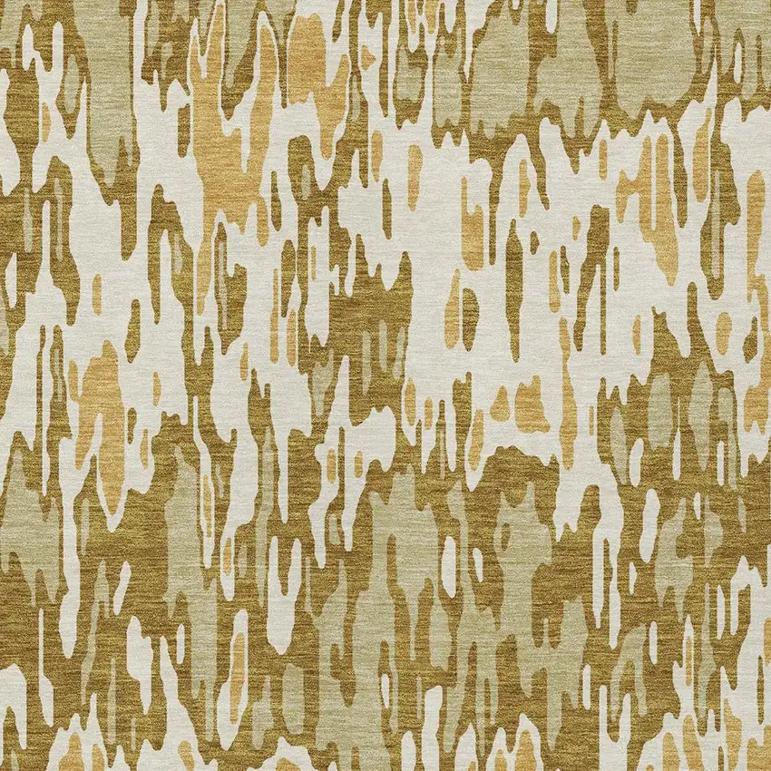 Wheat Gold And Beige Striped Washable Indoor Outdoor Area Rug Photo 5