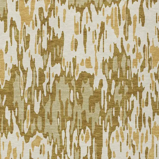 Wheat Gold And Beige Striped Washable Indoor Outdoor Area Rug Photo 5