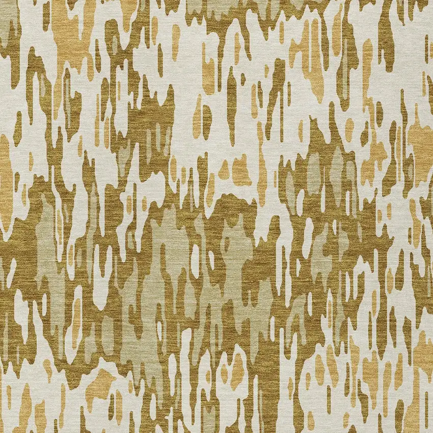 Wheat Gold And Beige Striped Washable Indoor Outdoor Area Rug Photo 5