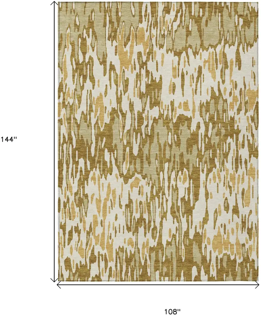 Wheat Gold And Beige Striped Washable Indoor Outdoor Area Rug Photo 3