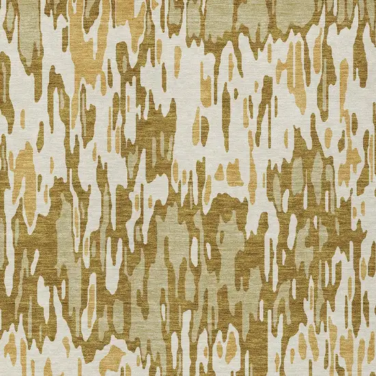 Wheat Gold And Beige Striped Washable Indoor Outdoor Area Rug Photo 5