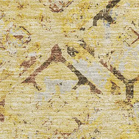 Wheat Gold And Gray Diamond Washable Area Rug With UV Protection Photo 3