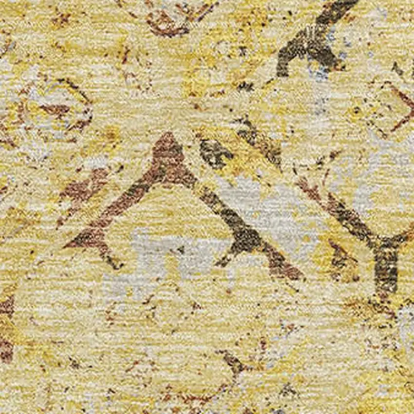 Wheat Gold And Gray Diamond Washable Area Rug With UV Protection Photo 3