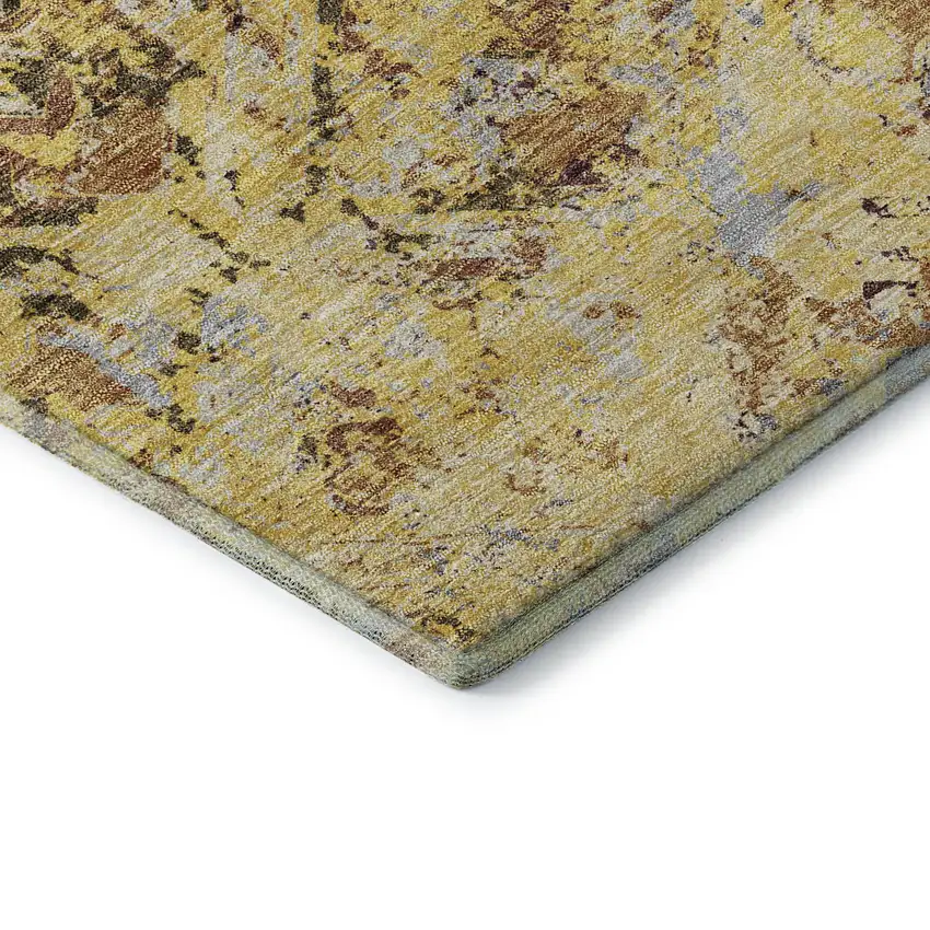 Wheat Gold And Gray Diamond Washable Area Rug With UV Protection Photo 8