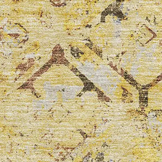 Wheat Gold And Gray Diamond Washable Area Rug With UV Protection Photo 3