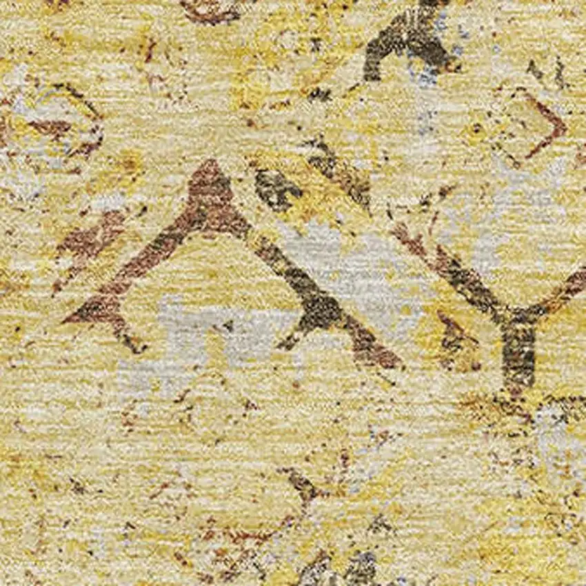 Wheat Gold And Gray Diamond Washable Area Rug With UV Protection Photo 3