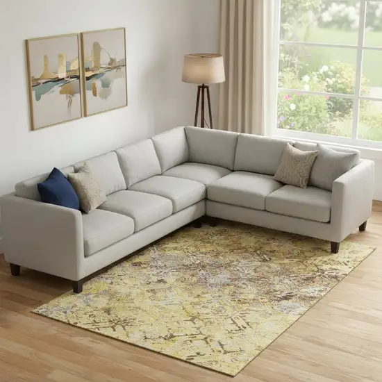 Wheat Gold And Gray Diamond Washable Area Rug With UV Protection Photo 1