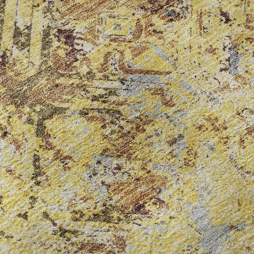 Wheat Gold And Gray Diamond Washable Area Rug With UV Protection Photo 9