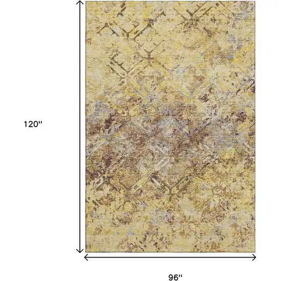 Wheat Gold And Gray Diamond Washable Area Rug With UV Protection Photo 3