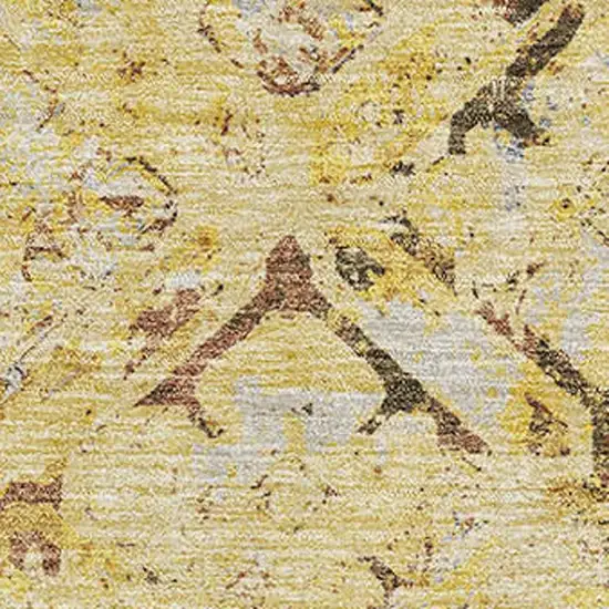 Wheat Gold And Gray Diamond Washable Area Rug With UV Protection Photo 3