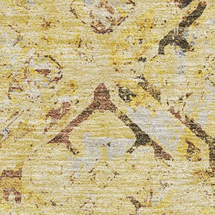 Wheat Gold And Gray Diamond Washable Area Rug With UV Protection Photo 3