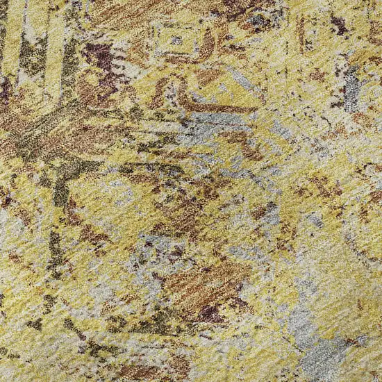 Wheat Gold And Gray Diamond Washable Area Rug With UV Protection Photo 9