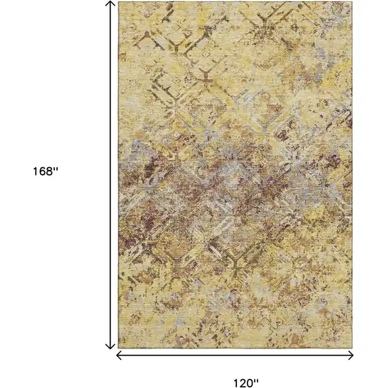 Wheat Gold And Gray Diamond Washable Area Rug With UV Protection Photo 3