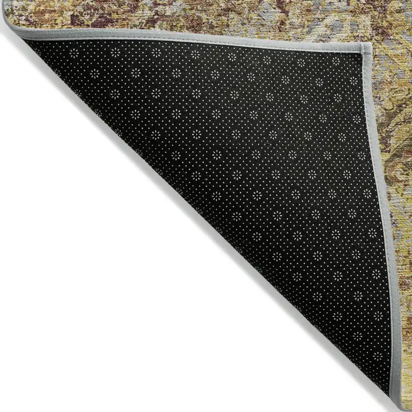 Wheat Gold And Gray Geometric Washable Indoor Outdoor Area Rug Photo 3