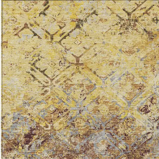 Wheat Gold And Gray Geometric Washable Indoor Outdoor Area Rug Photo 6