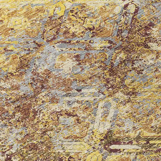 Wheat Gold And Gray Geometric Washable Indoor Outdoor Area Rug Photo 5