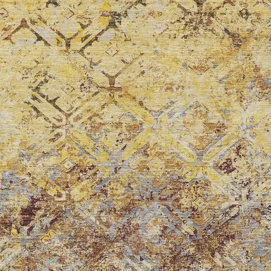 Wheat Gold And Gray Geometric Washable Indoor Outdoor Area Rug Photo 5