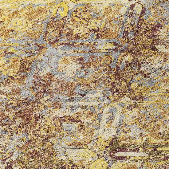 Wheat Gold And Gray Geometric Washable Indoor Outdoor Area Rug Photo 4