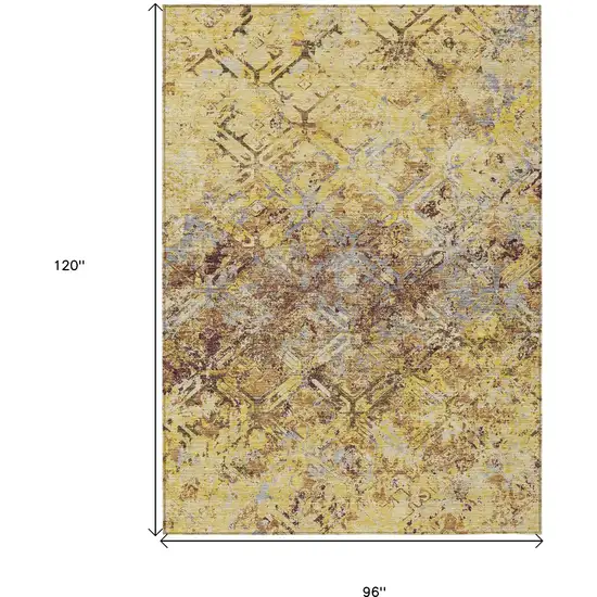 Wheat Gold And Gray Geometric Washable Indoor Outdoor Area Rug Photo 3