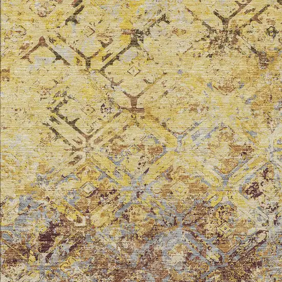 Wheat Gold And Gray Geometric Washable Indoor Outdoor Area Rug Photo 7