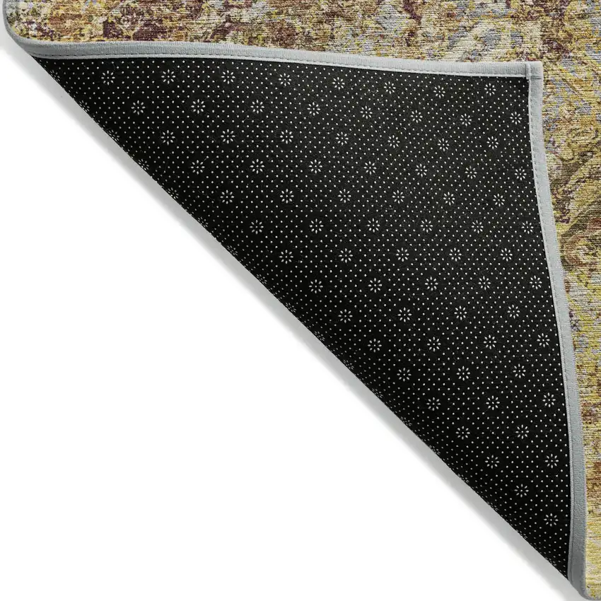 Wheat Gold And Gray Geometric Washable Indoor Outdoor Area Rug Photo 4