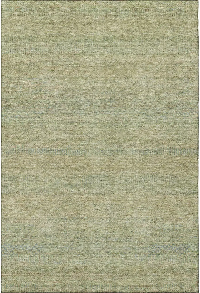 Wheat Gold And Green Striped Washable Area Rug With UV Protection Photo 3