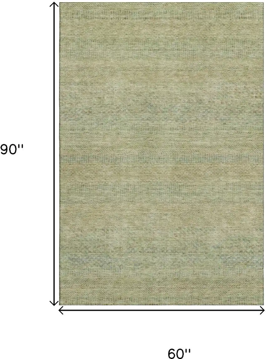 Wheat Gold And Green Striped Washable Area Rug With UV Protection Photo 7