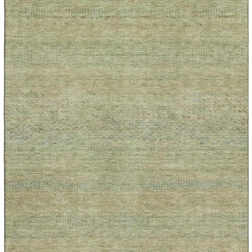 Wheat Gold And Green Striped Washable Area Rug With UV Protection Photo 2