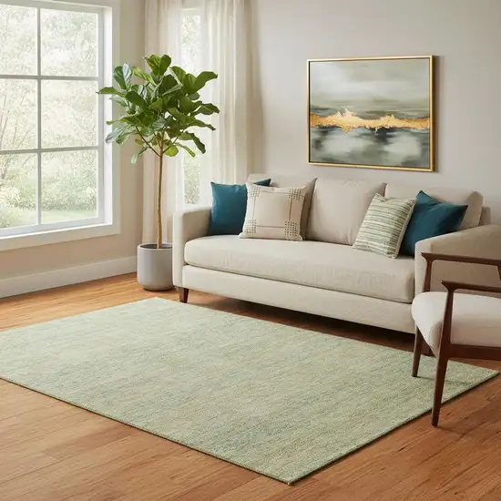 Wheat Gold And Green Striped Washable Area Rug With UV Protection Photo 2