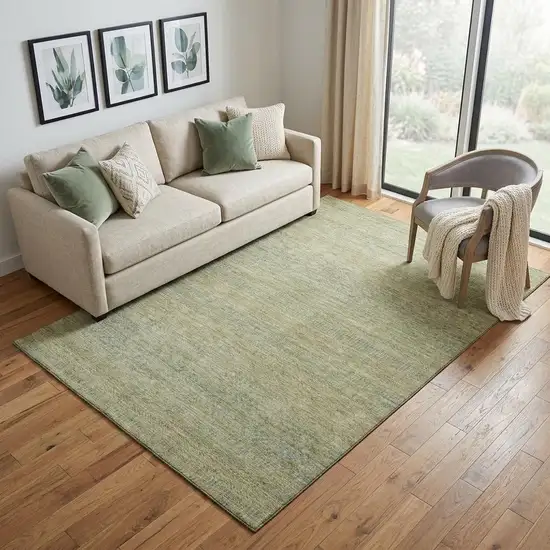 Wheat Gold And Green Striped Washable Area Rug With UV Protection Photo 1