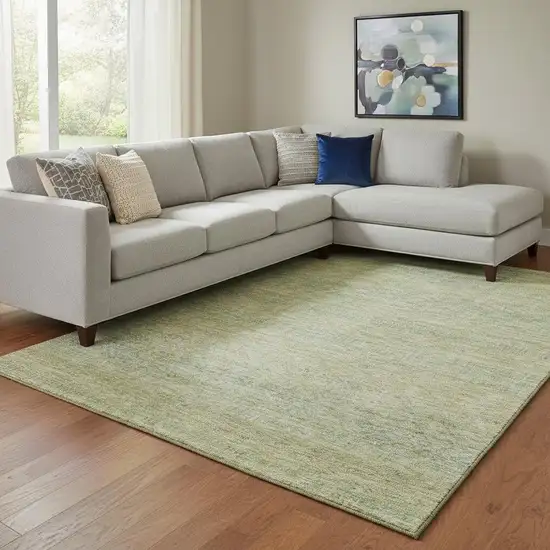 Wheat Gold And Green Striped Washable Area Rug With UV Protection Photo 2