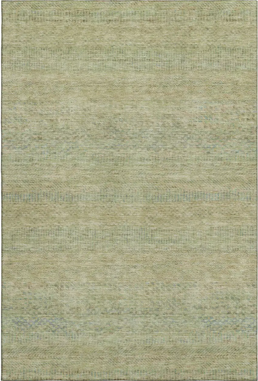 Wheat Gold And Green Striped Washable Area Rug With UV Protection Photo 1