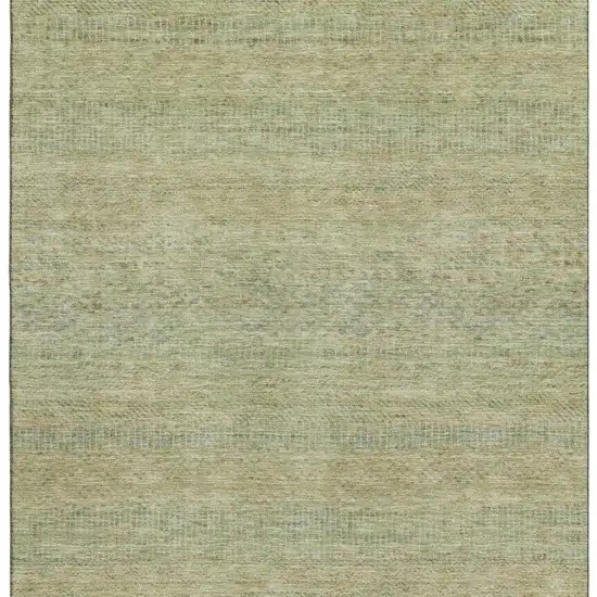 Wheat Gold And Green Striped Washable Area Rug With UV Protection Photo 3