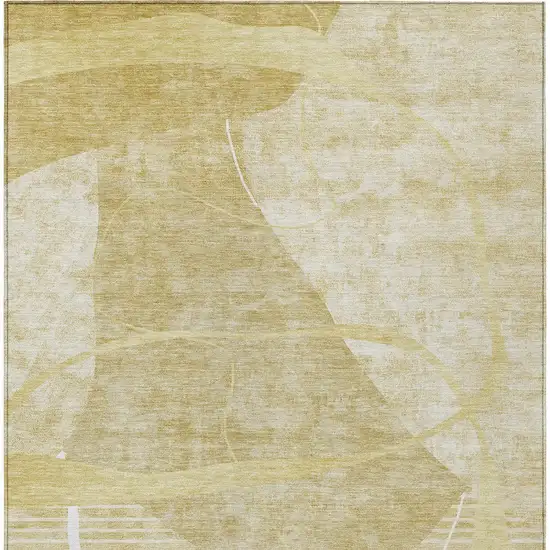 Wheat Gold And Ivory Abstract Washable Indoor Outdoor Area Rug Photo 6