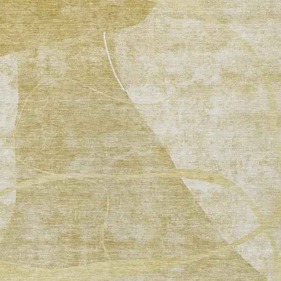 Wheat Gold And Ivory Abstract Washable Indoor Outdoor Area Rug Photo 6