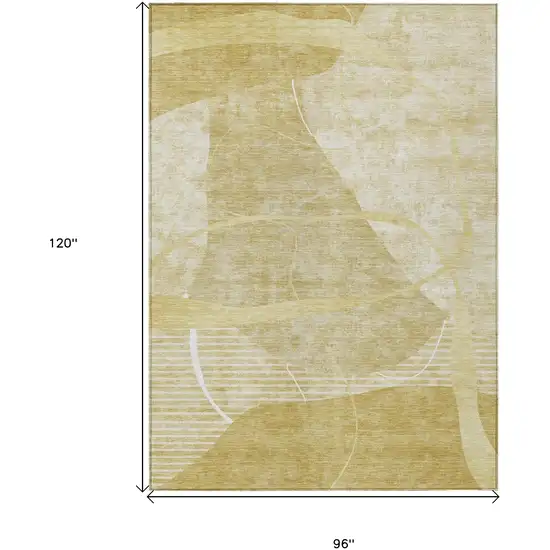 Wheat Gold And Ivory Abstract Washable Indoor Outdoor Area Rug Photo 3