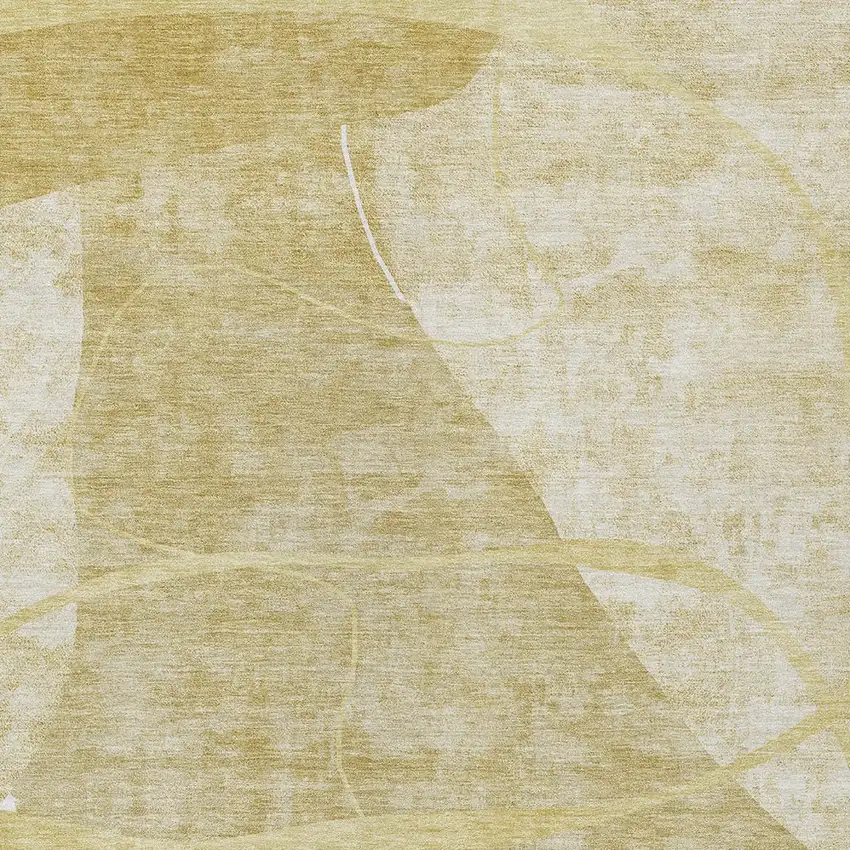 Wheat Gold And Ivory Abstract Washable Indoor Outdoor Area Rug Photo 6