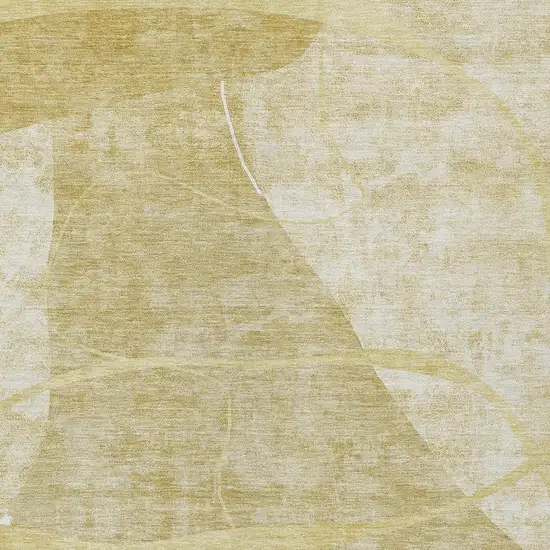 Wheat Gold And Ivory Abstract Washable Indoor Outdoor Area Rug Photo 6