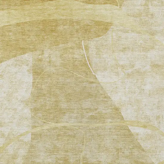 Wheat Gold And Ivory Abstract Washable Indoor Outdoor Area Rug Photo 6