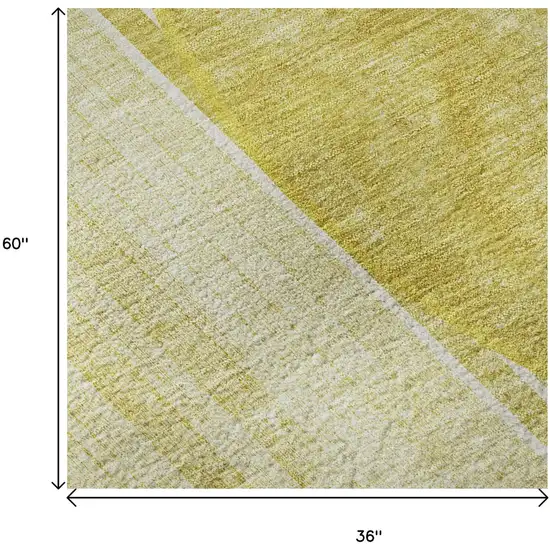 Wheat Gold And Ivory Geometric Washable Area Rug With UV Protection Photo 9