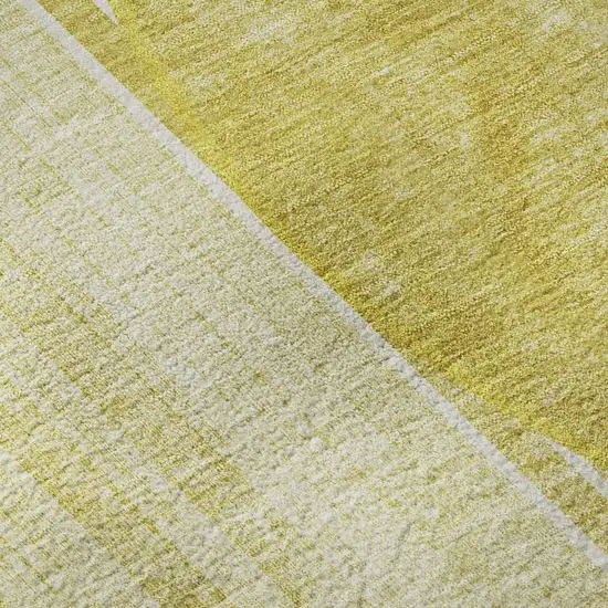 Wheat Gold And Ivory Geometric Washable Area Rug With UV Protection Photo 1