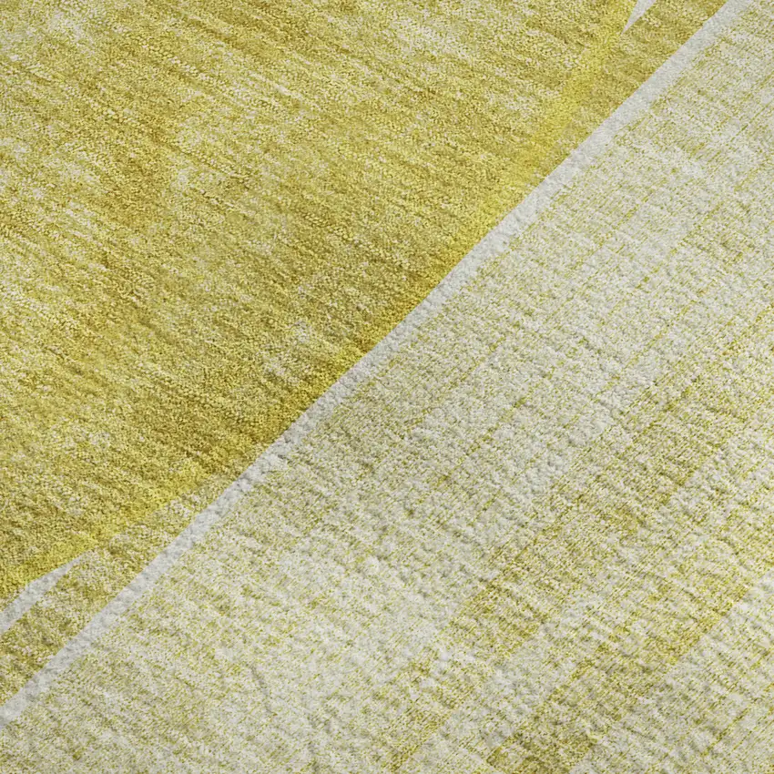 Wheat Gold And Ivory Geometric Washable Area Rug With UV Protection Photo 2