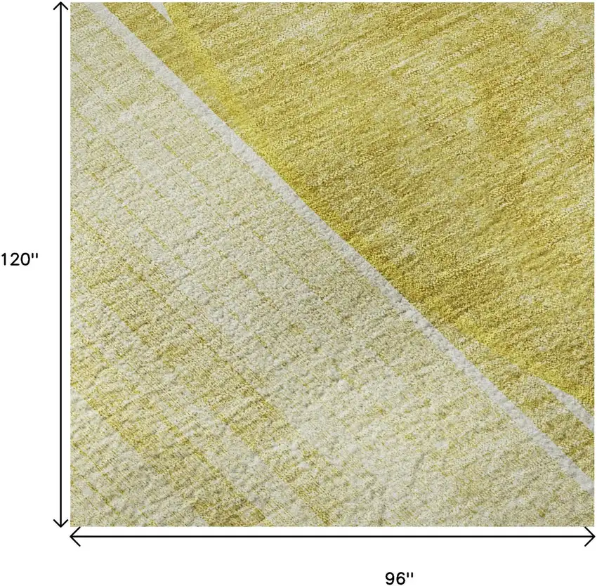 Wheat Gold And Ivory Geometric Washable Area Rug With UV Protection Photo 9